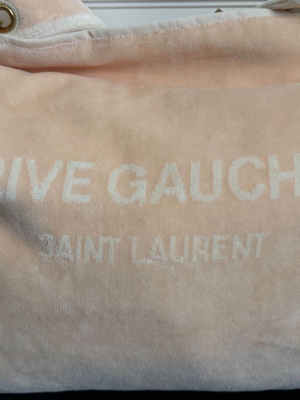 Saint Laurent YSL Rive Gauche Pink White Logo Convertible Towel Terry Tote Bag - Picture 8 of 16